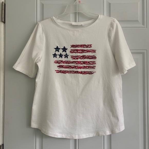 Chico’s Shirt with Flag Design, Size Medium - Picture 2 of 9